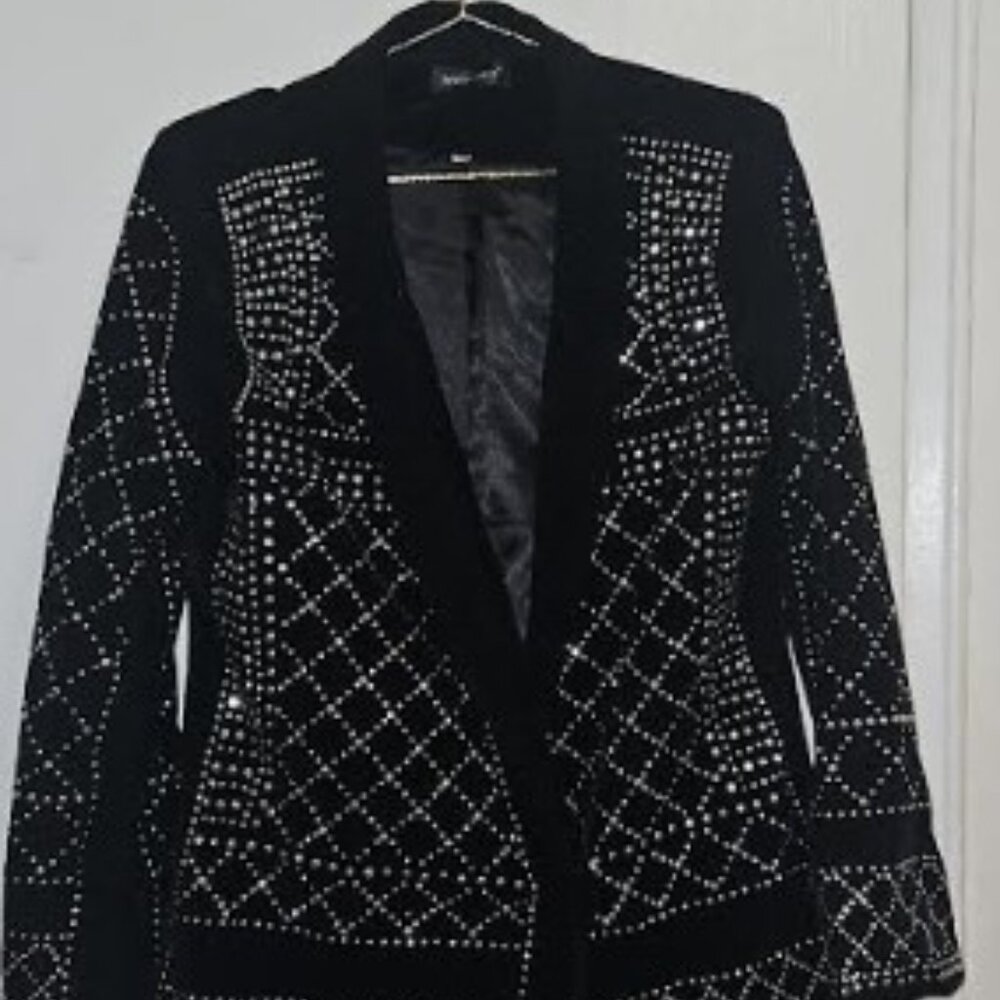 Black Suede Studded Blazer Stunning Wear